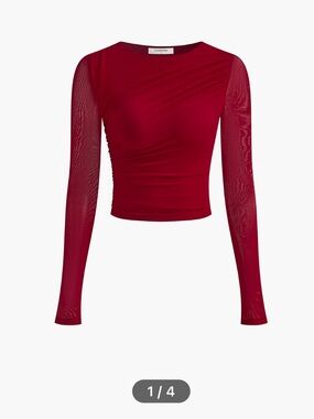 Commense red Pleated T-Shirt
